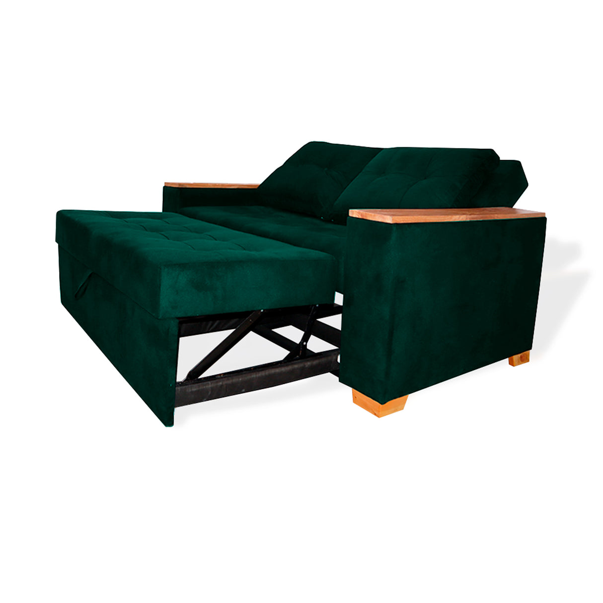 Sofá Cama Weber Verde 180x90cm con Cuatro Cojines - Sofas y Poltronas | Bylmo