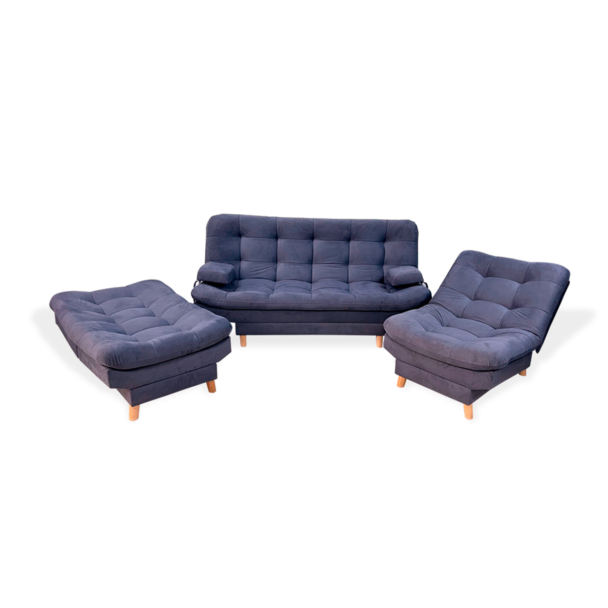 Sala Clic Clac Keller Gris 175x90cm con Dos Sillas Clic Clac y Un Sofá Cama - Sofas y Poltronas | Bylmo