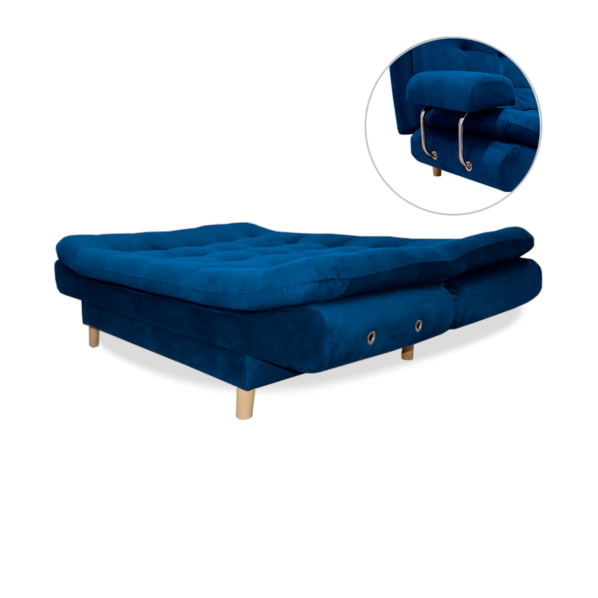 Sofá Cama Keller Azul Petróleo 175x90cm con Dos Cojines - Sofas y Poltronas | Bylmo