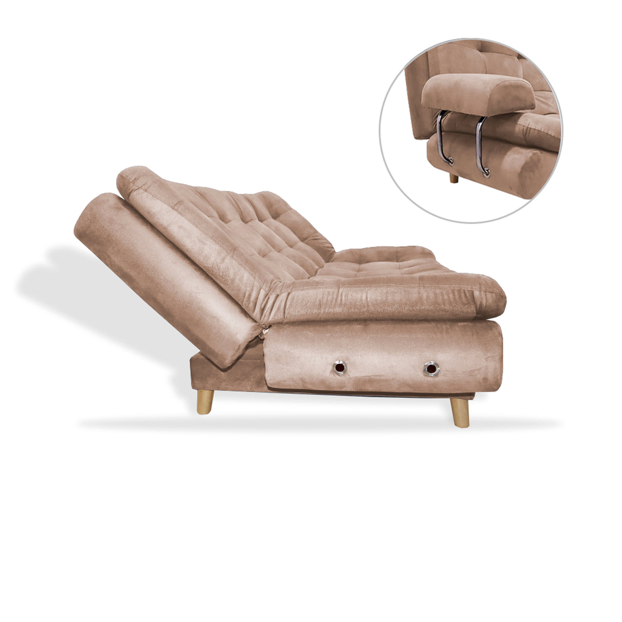 Sofá Cama Keller Camel 175x90cm con Dos Cojines - Sofas y Poltronas | Bylmo