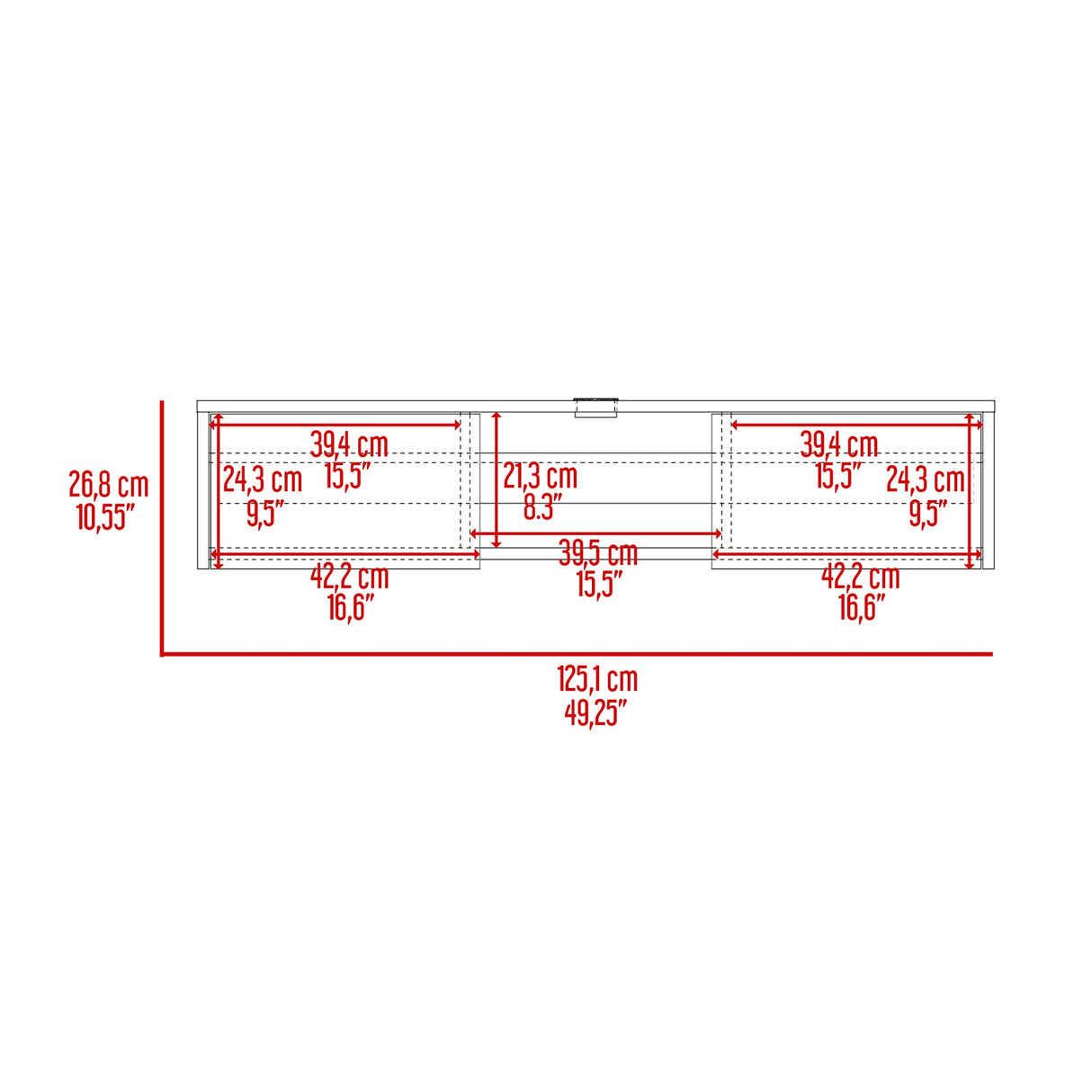 Repisa para TV Glen Blanco 125.1x26.8cm Flotante con Ranuras para Cables - MUEBLES DE TV | Bylmo