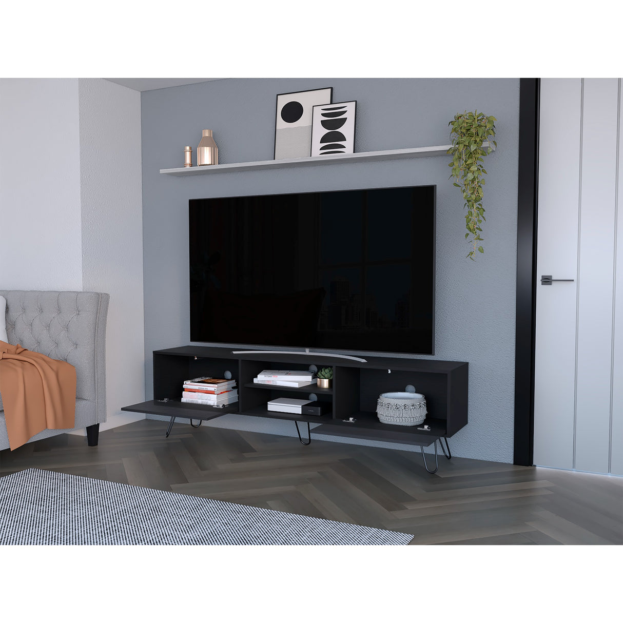 Rack de TV Vassel Wengue 180x52.5cm Para TV hasta 70 Pulgadas - Muebles de TV | Bylmo