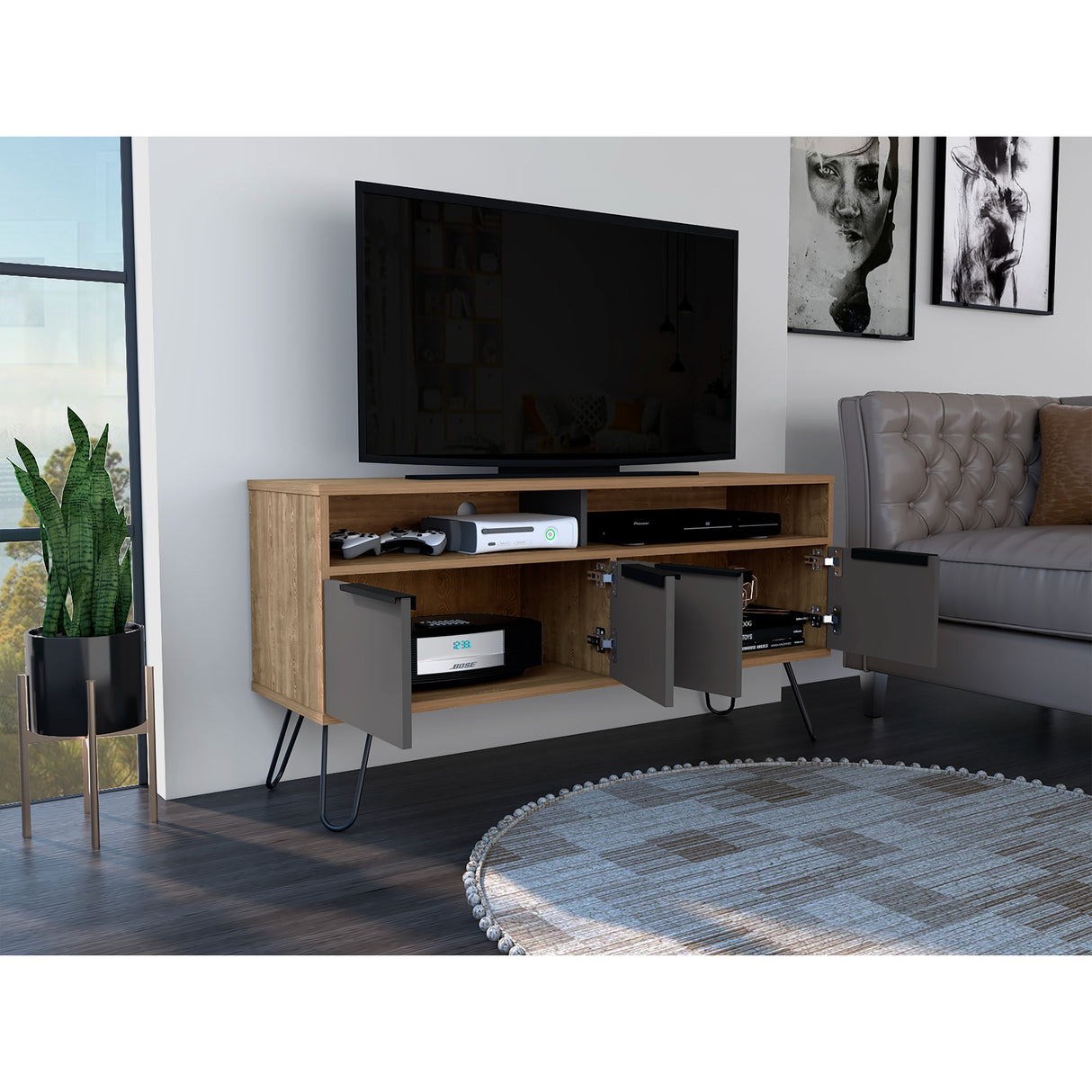 Mesa para TV Vegas Miel 121.5x60.6cm Para TV hasta 55 Pulgadas - Muebles de TV | Bylmo