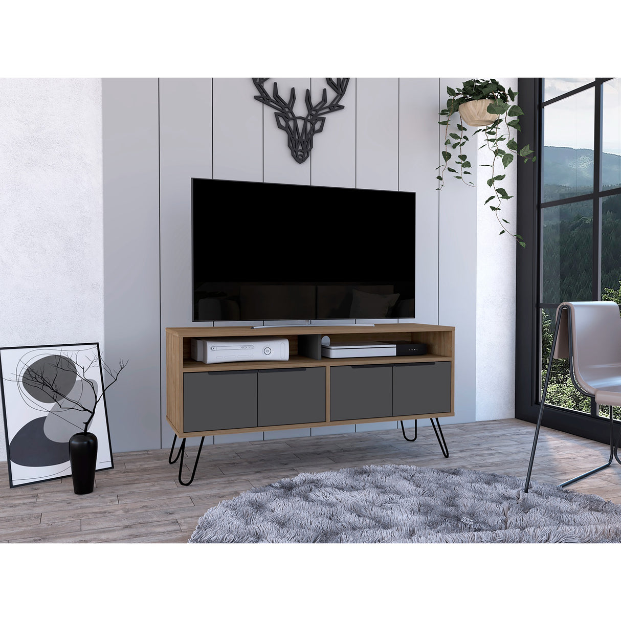 Mesa para TV Vegas Miel 121.5x60.6cm Para TV hasta 55 Pulgadas - Muebles de TV | Bylmo