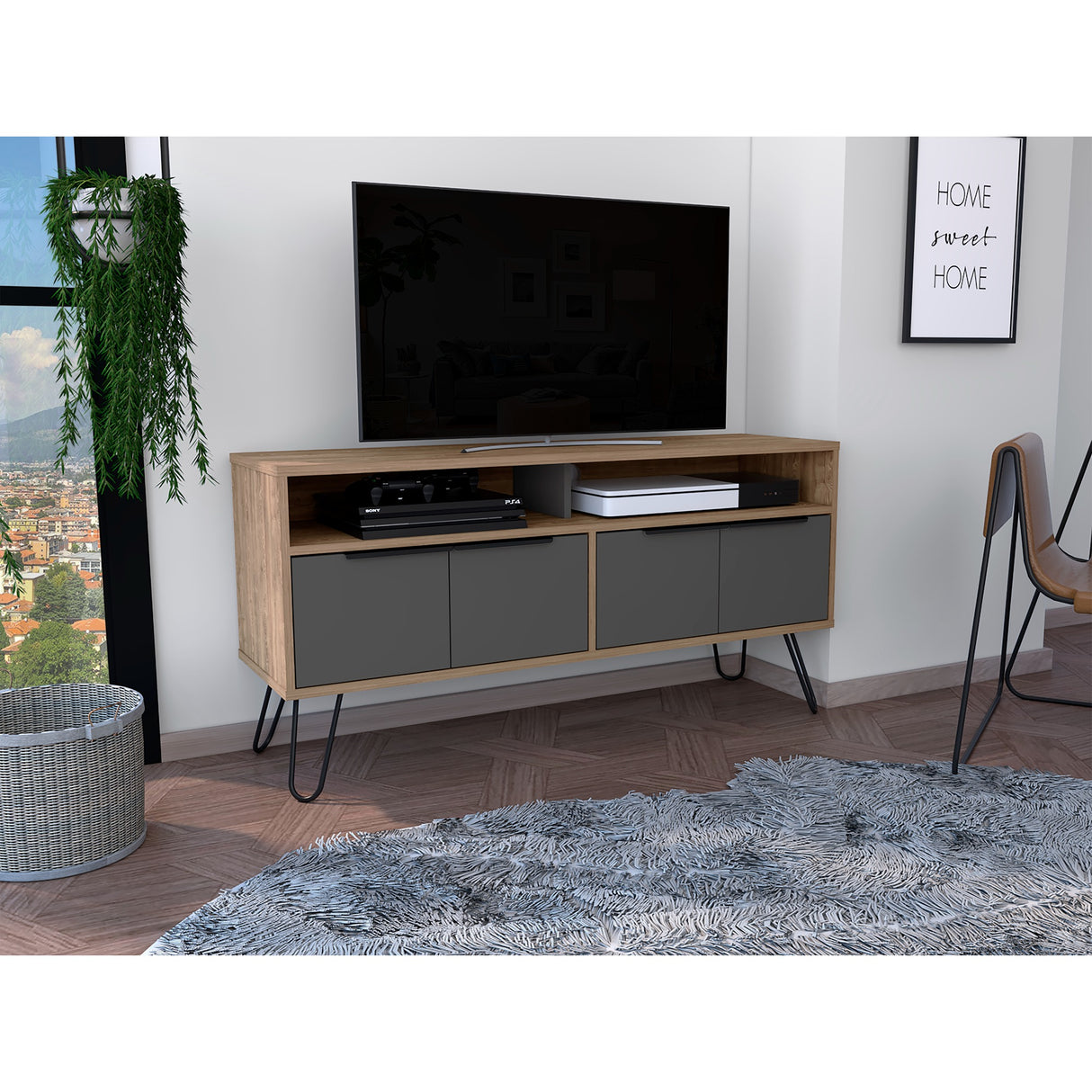 Mesa para TV Vegas Miel 121.5x60.6cm Para TV hasta 55 Pulgadas - Muebles de TV | Bylmo