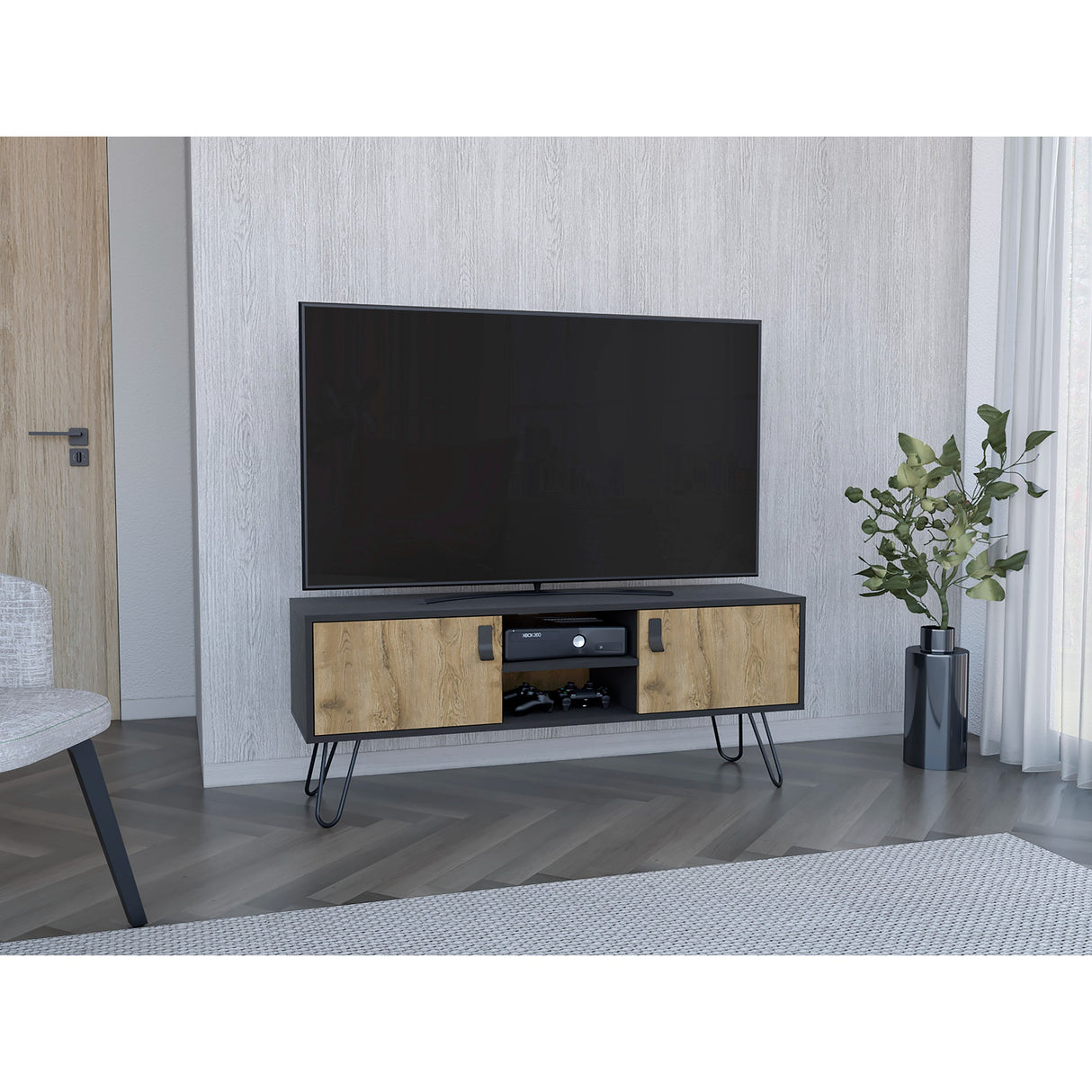 Rack de TV Huna Macadamia 121x48cm Para TV hasta 50 Pulgadas - MUEBLES DE TV | Bylmo
