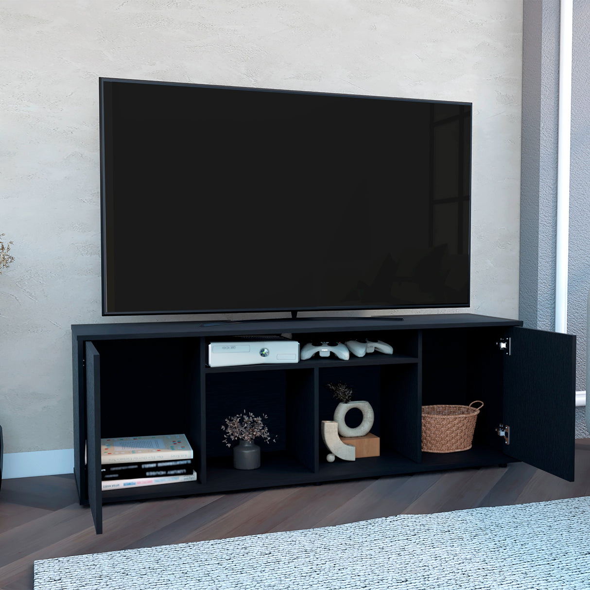 Rack de TV Prana Wengue 150.4x51.5cm Para TV hasta 65 Pulgadas - Muebles de TV | Bylmo