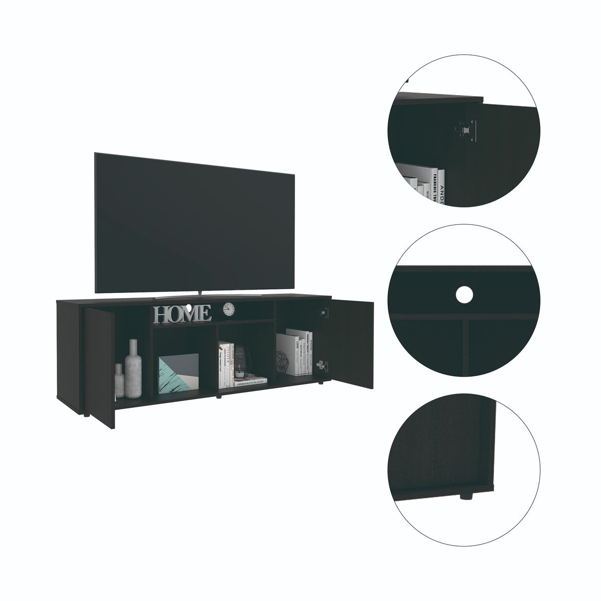 Rack de TV Prana Wengue 150.4x51.5cm Para TV hasta 65 Pulgadas - Muebles de TV | Bylmo