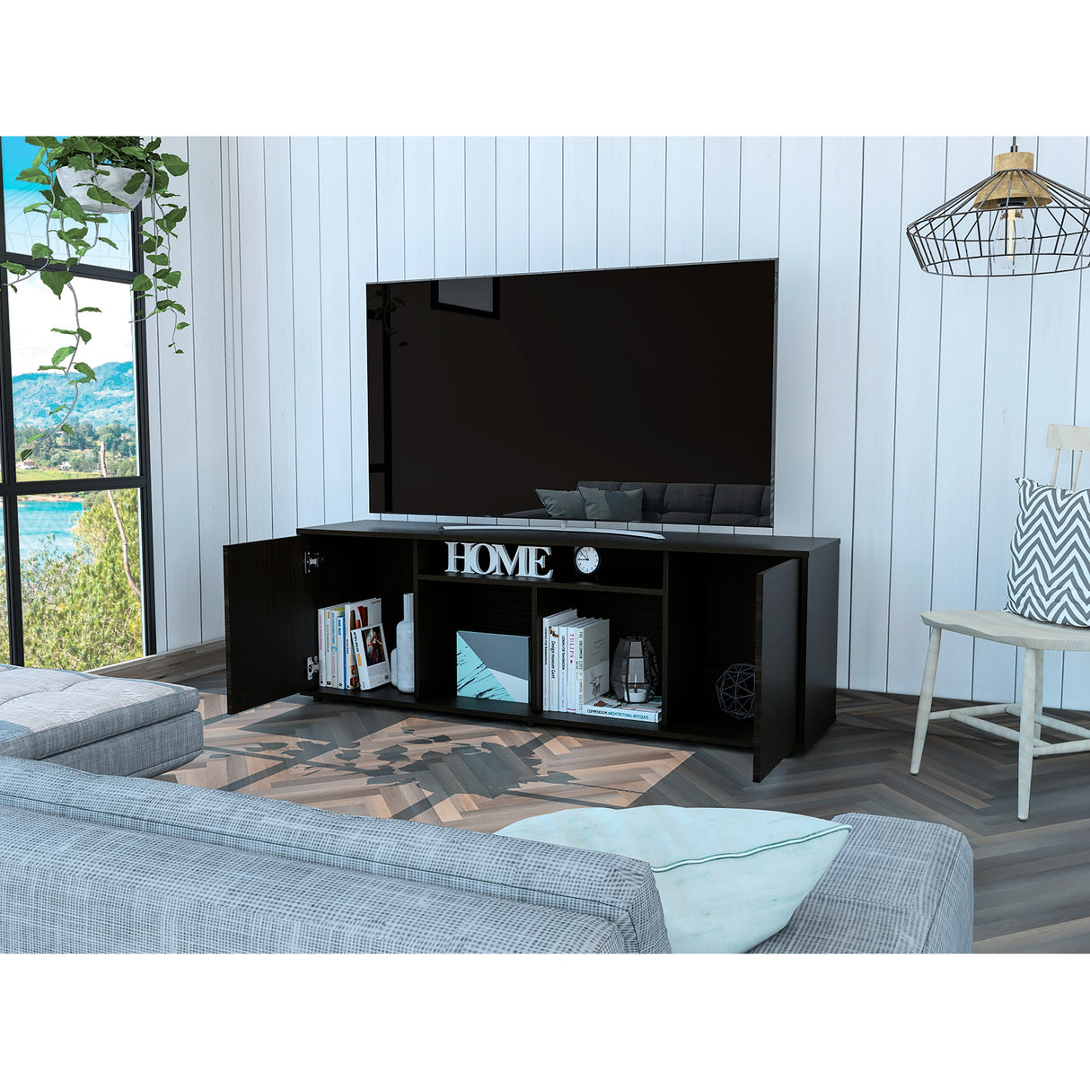 Rack de TV Prana Wengue 150.4x51.5cm Para TV hasta 65 Pulgadas - Muebles de TV | Bylmo