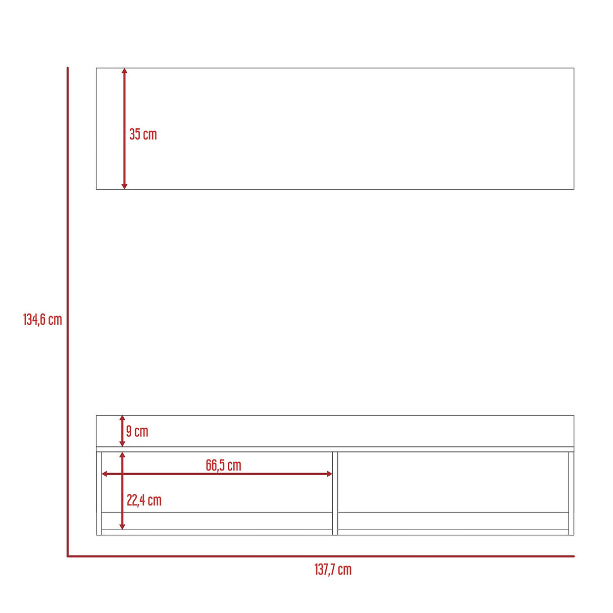 Panel de TV Ravena Miel 137.7x134.6cm Para TV hasta 60 Pulgadas - Muebles de TV | Bylmo