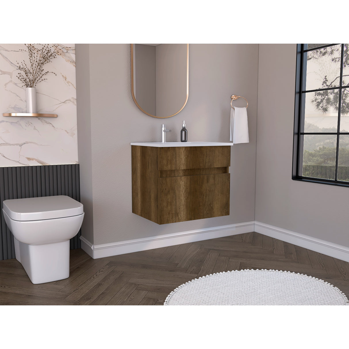 Mueble para Lavamanos Aydin Caramelo 59.1x52cm Sin Lavamanos - Muebles para Lavamanos | Bylmo