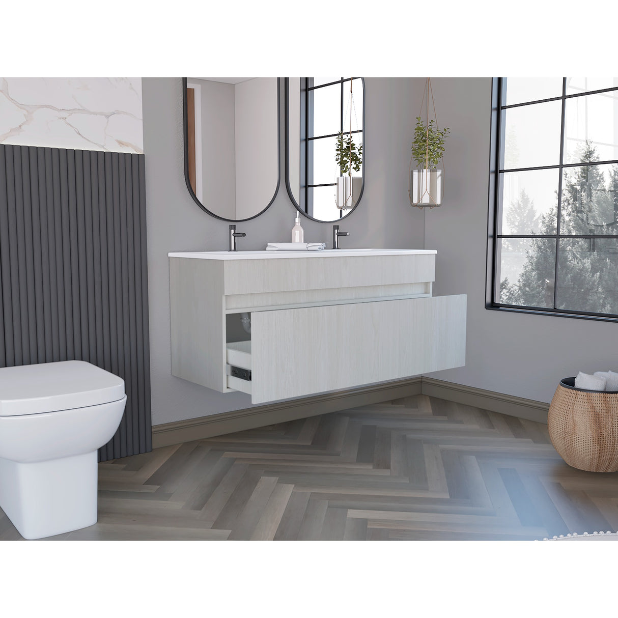 Mueble para Lavamanos Doble Aydin Niebla 120x52cm Sin Lavamanos para - MUEBLES PARA LAVAMANOS | Bylmo