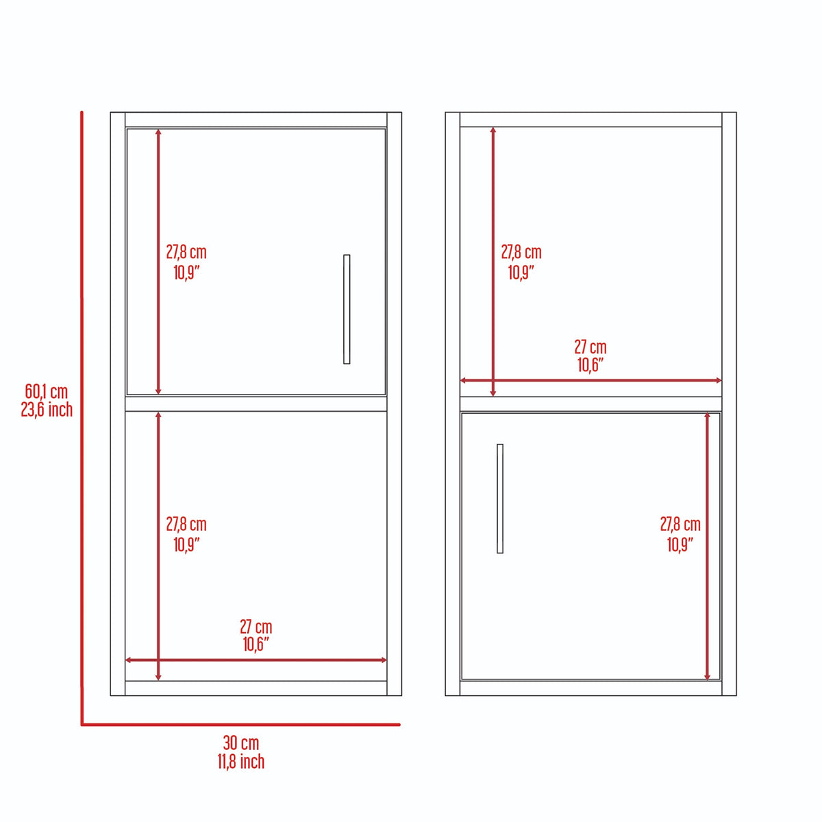 Estanteria para Baño Bath R Blanco 30x60.1cm sin Cajones y con Dos Entrepaños
