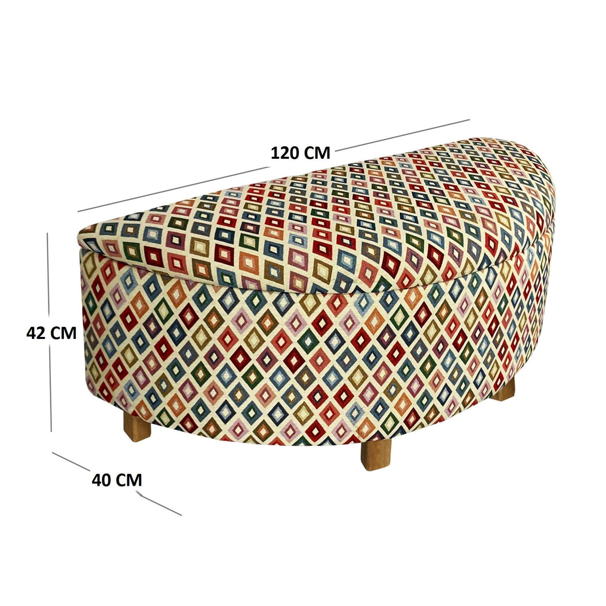 Banqueta Moon Media Luna Gobelino 100x42cm Multicolor con Baul - Sofas y Poltronas | Bylmo
