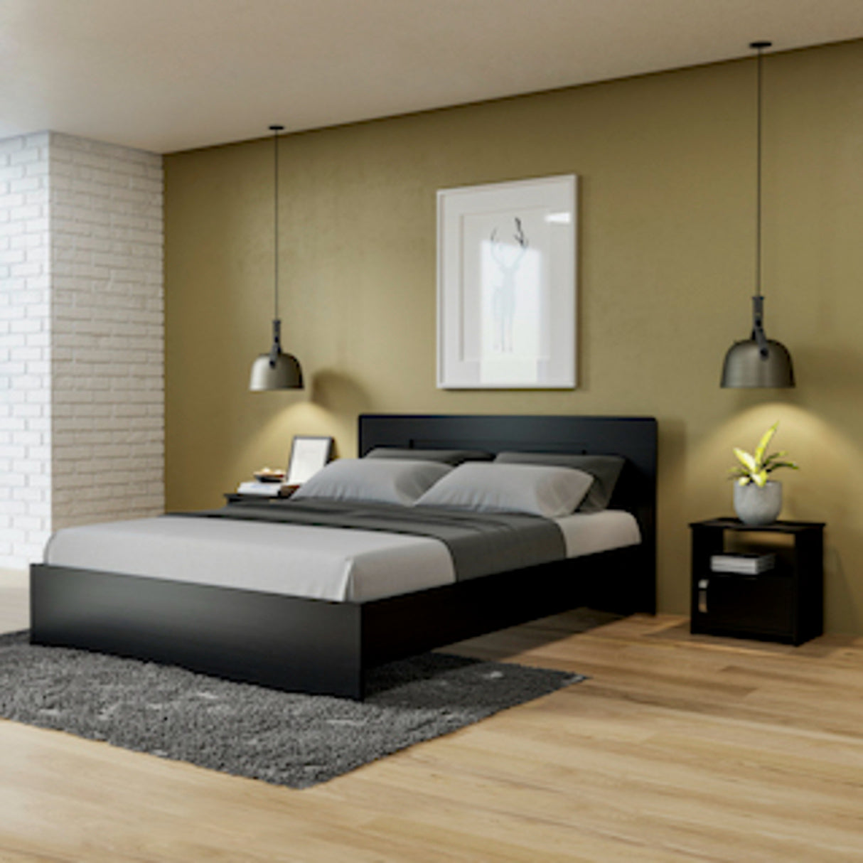 Combo Cama y Mesas de Noche Double Life Wengue 151x81.2cm para Cama Doble 140x190cm - CAMAS | Bylmo