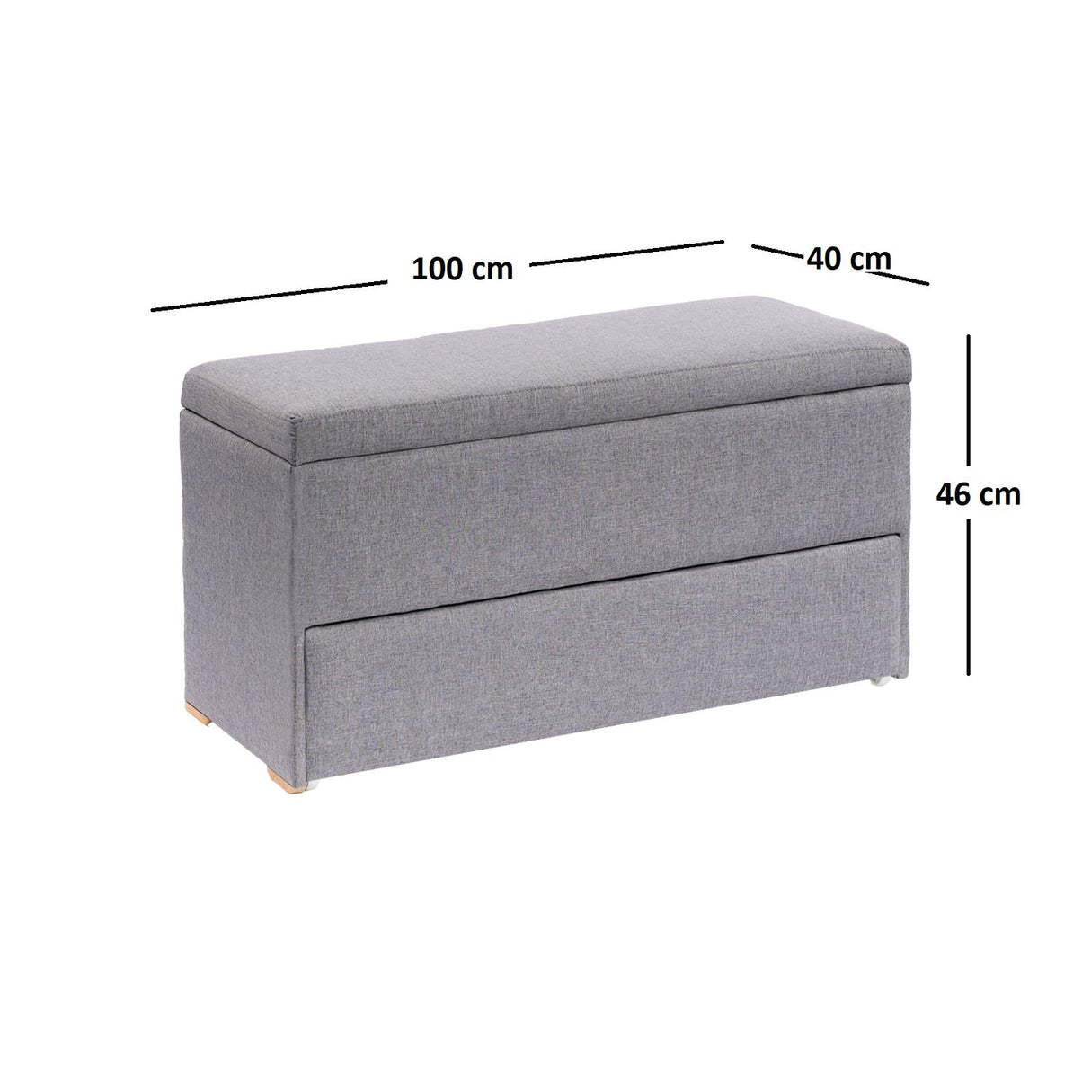 Banqueta Ibex Gris 100x46cm con Zapatero - Sofas y Poltronas | Bylmo
