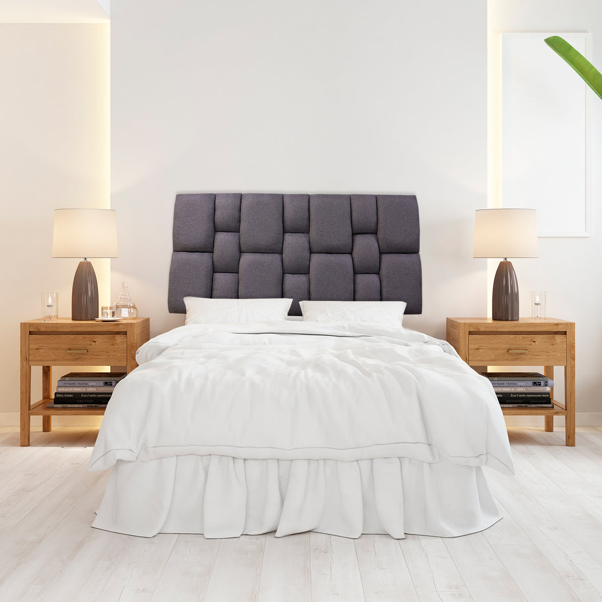 Cabecero Flotante Kramer Gris Oscuro 140x60cm Para Cama Doble - Cabeceros | Bylmo