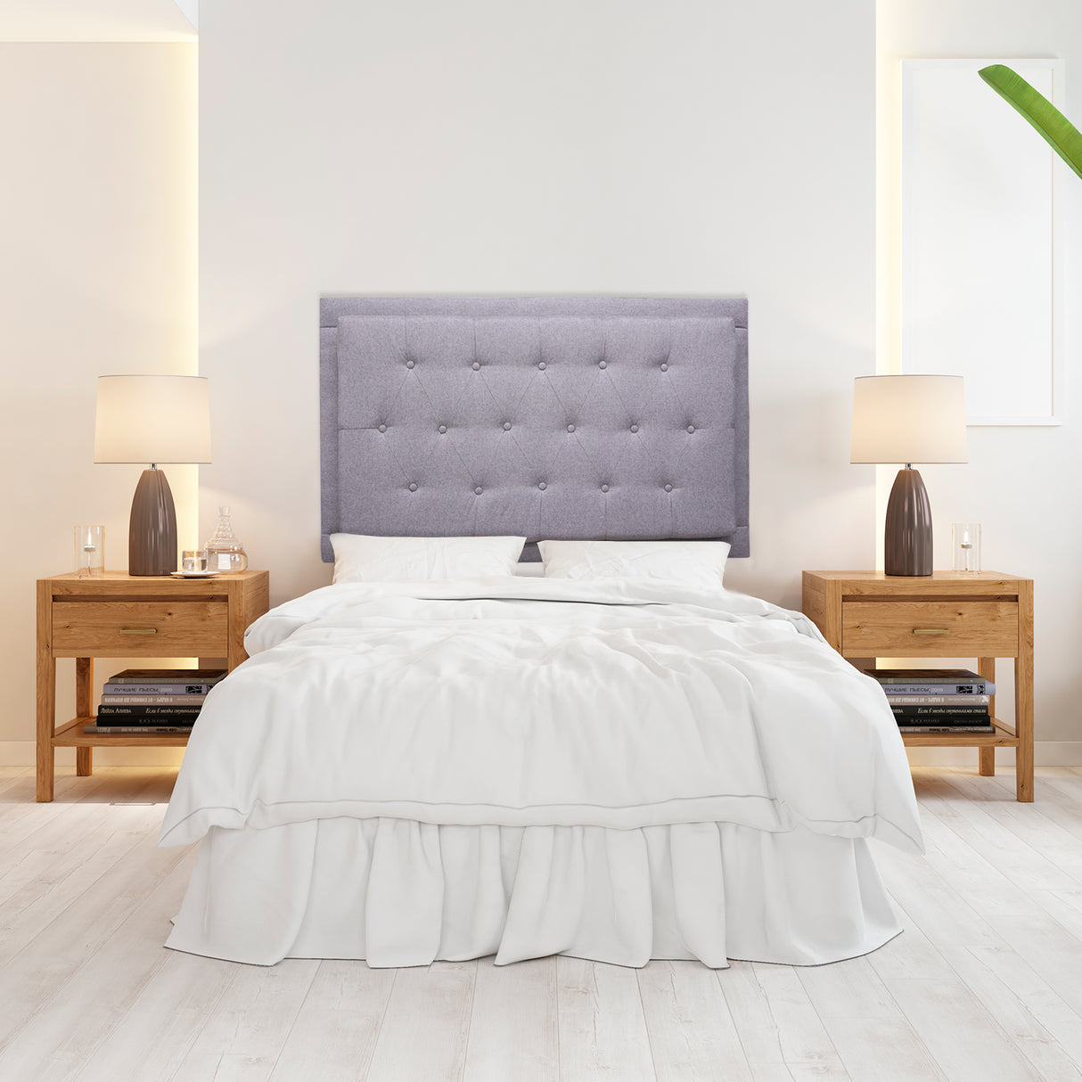 Cabecero Flotante Kaser Gris Claro 140x60cm Para Cama Doble - Cabeceros | Bylmo