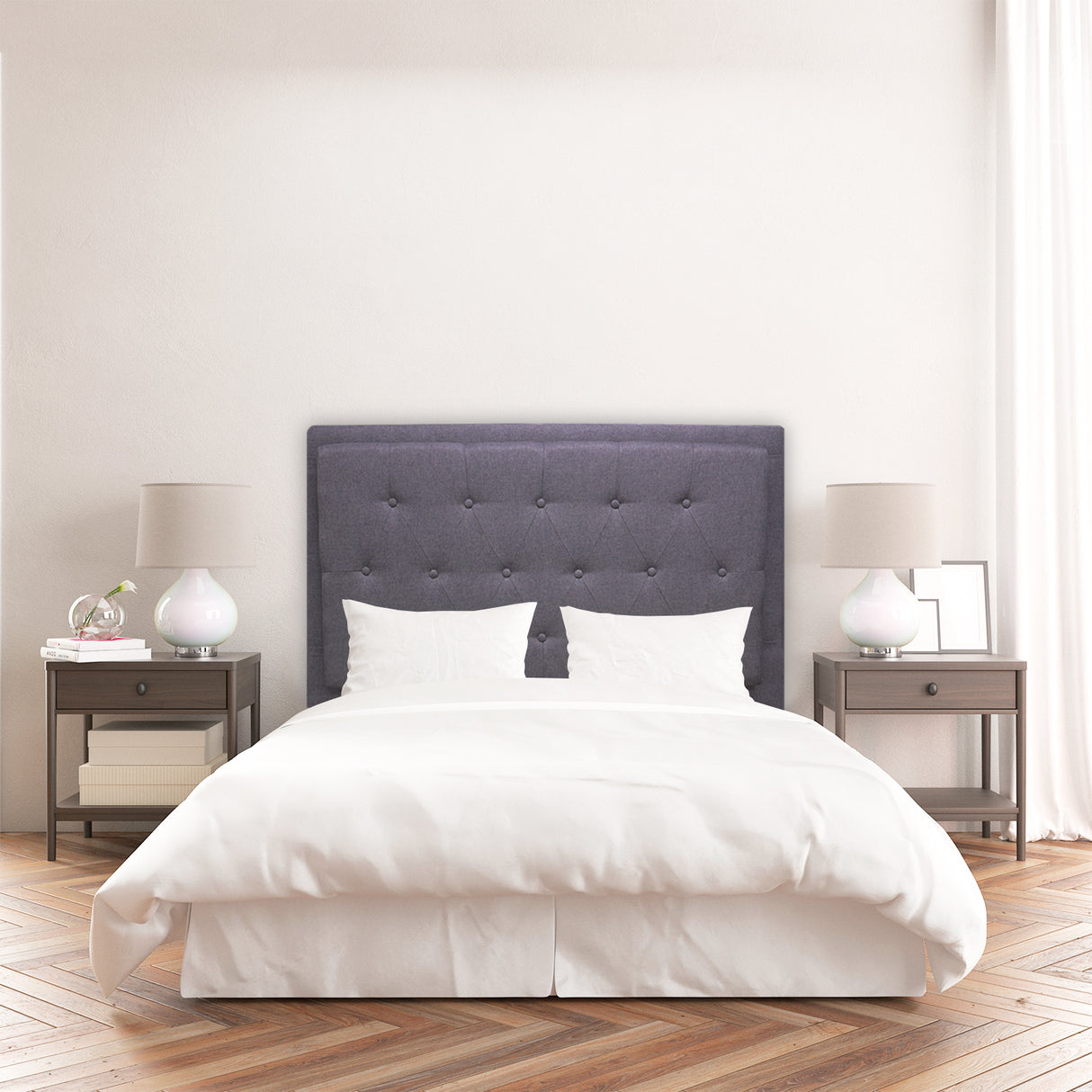 Cabecero de Piso Kaser Gris Oscuro 140x110cm Para Cama Doble - Cabeceros | Bylmo