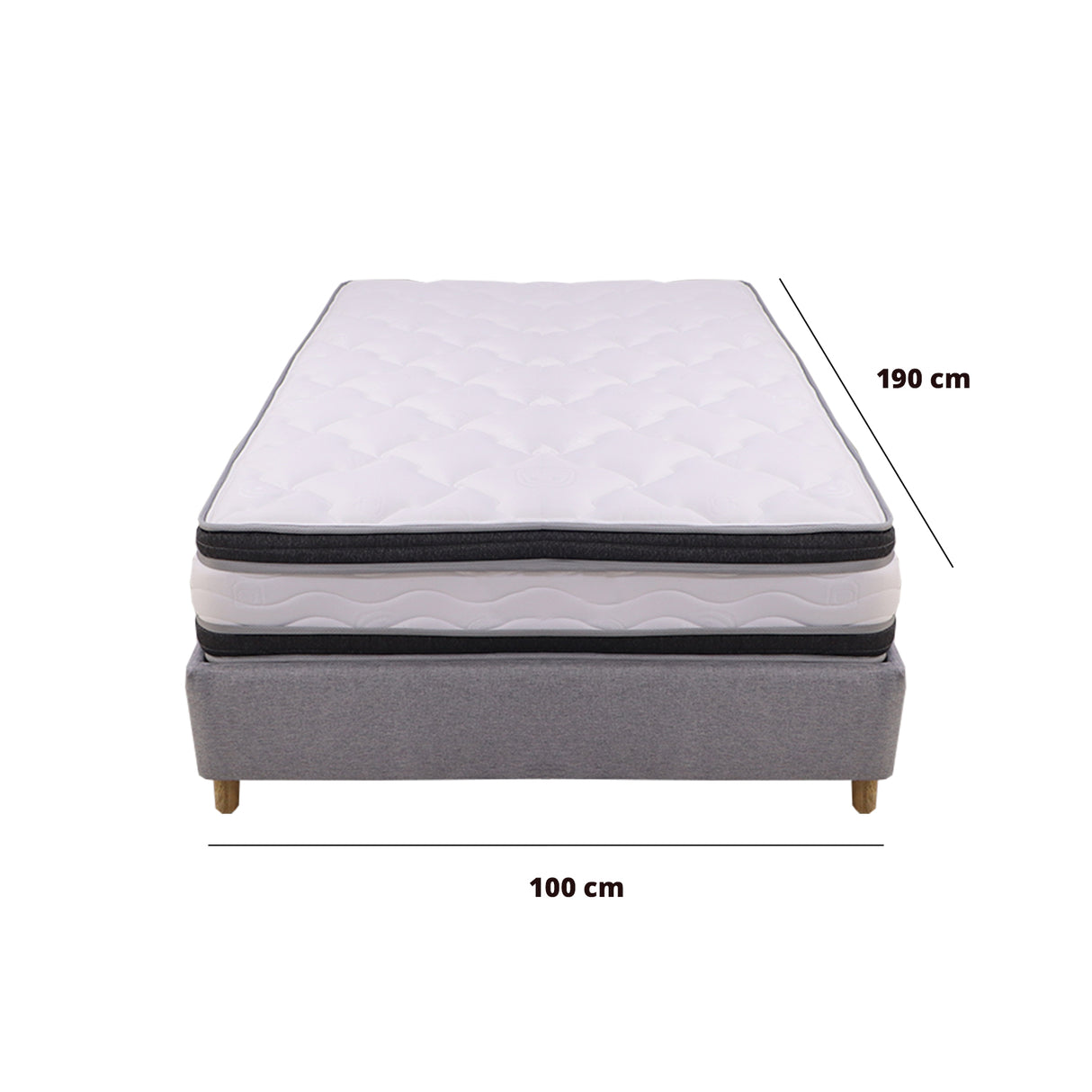Combo Base Cama y Colchón Blaser Gris Claro 100x190cm Sencillo - Camas | Bylmo