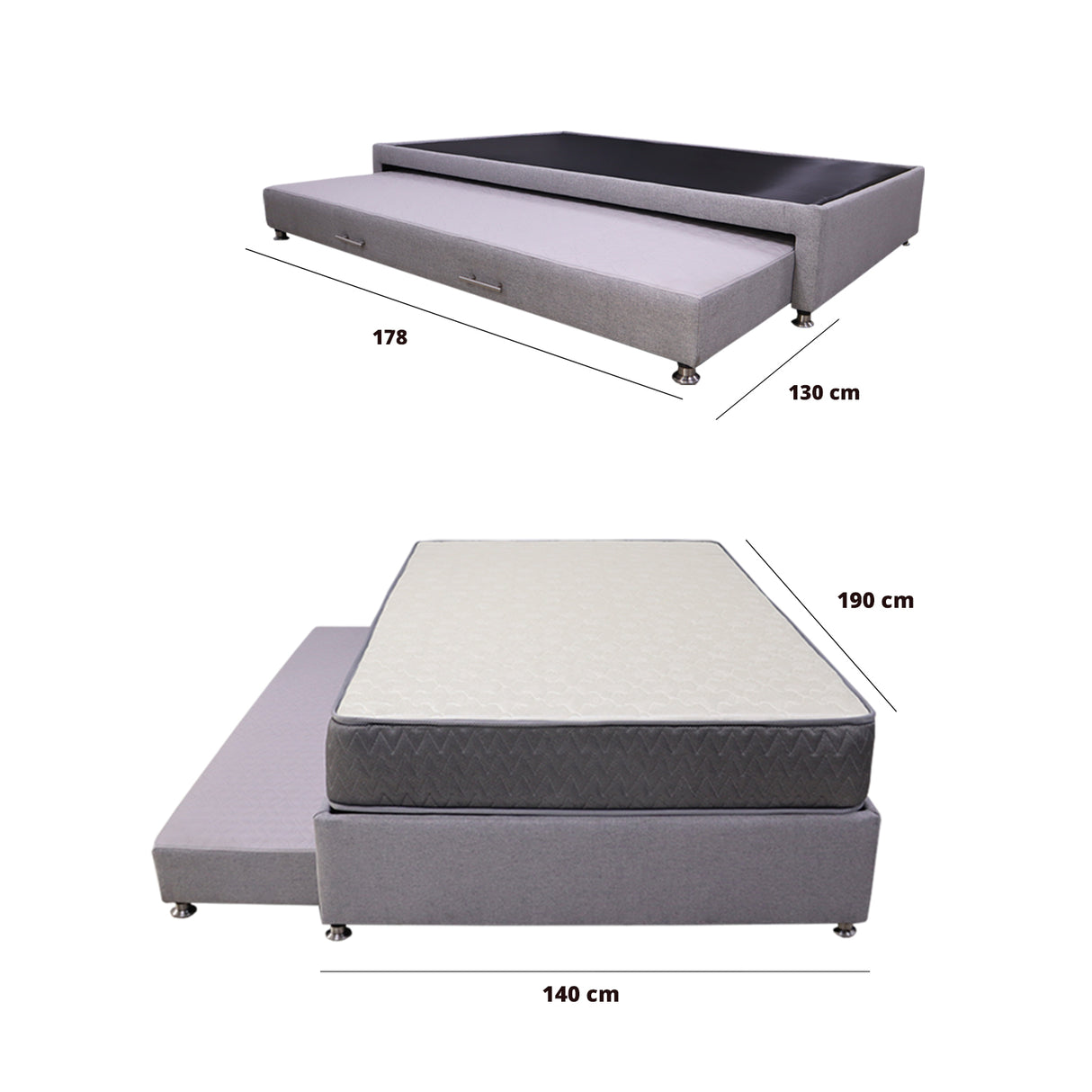 Combo Cama Tarima y Colchón Tanner Gris Claro 140x190cm Doble - Camas | Bylmo