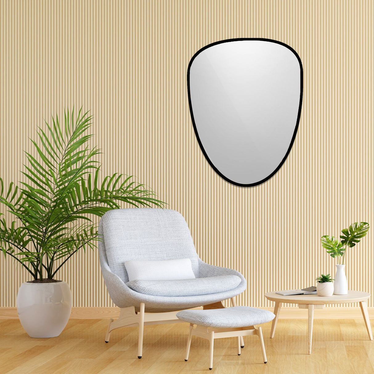 Espejo Niza Asimétrico Negro 70x90cm con Marco en Madera MDF - Espejos Decorativos | Bylmo