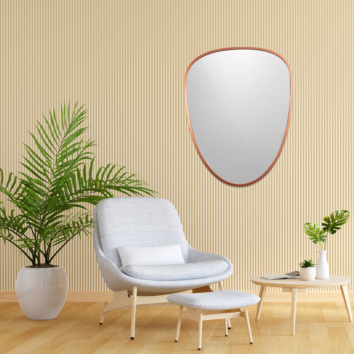 Espejo Niza Asimétrico Cobre 70x90cm con Marco en Madera MDF - Espejos Decorativos | Bylmo