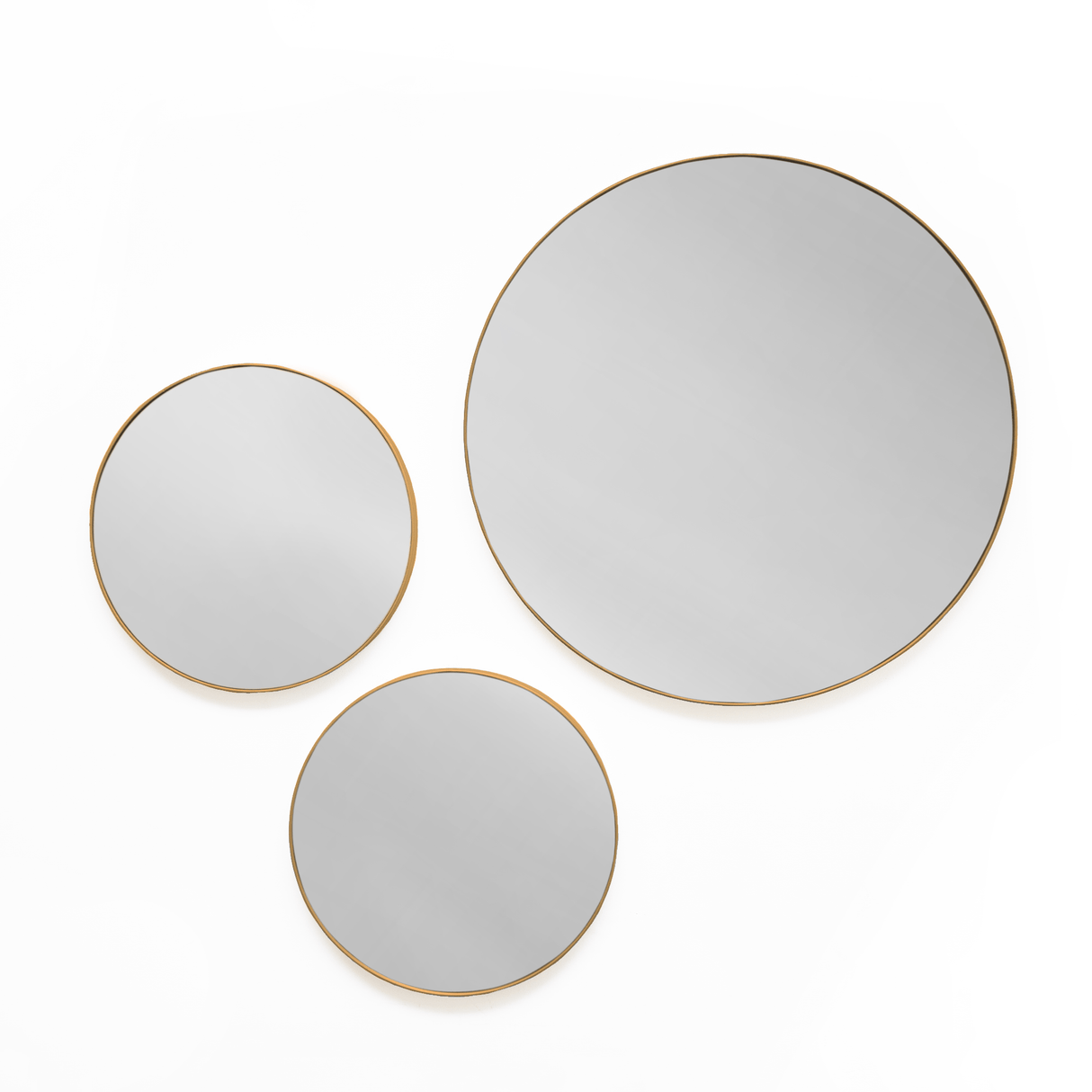 Set x 3 Espejos Visee Redondo Dorado 60x60cm con Marco Metálico - Espejos Decorativos | Bylmo
