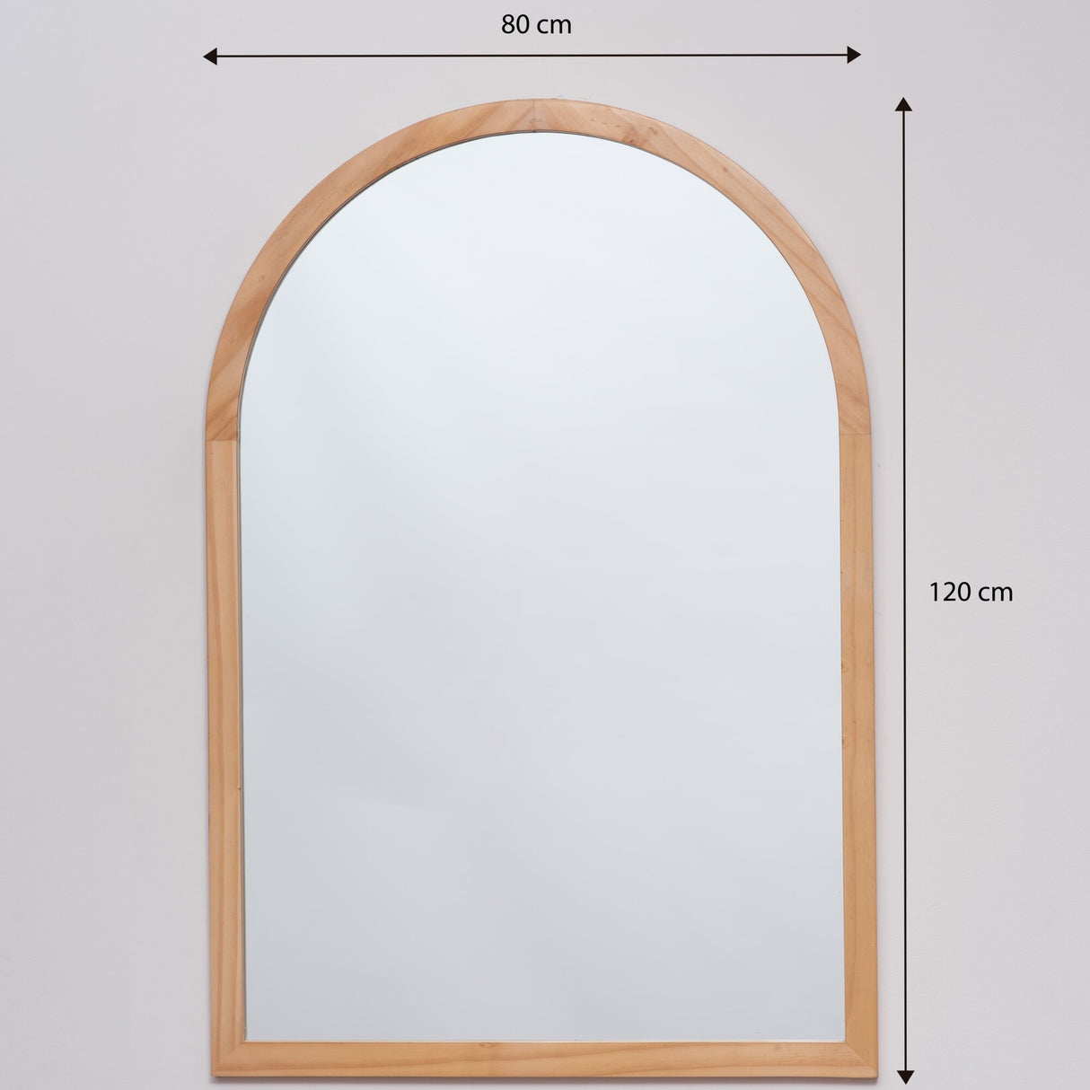 Espejo Visee Arco Superior 80x120cm con Marco en Madera Clara Natural - Espejos Decorativos | Bylmo