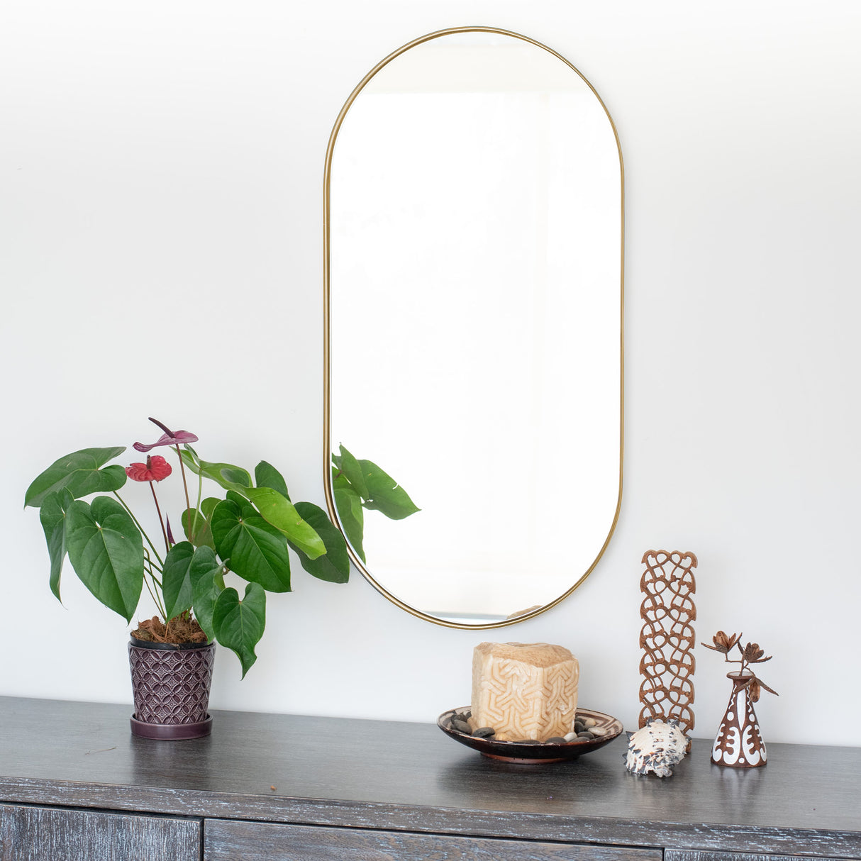 Espejo Lyon Ovalado Dorado 50x100cm con Marco Metálico - Espejos Decorativos | Bylmo
