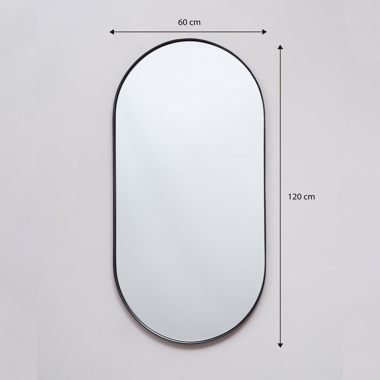 Espejo Lyon Ovalado Negro 60x120cm con Marco Metálico - Espejos Decorativos | Bylmo