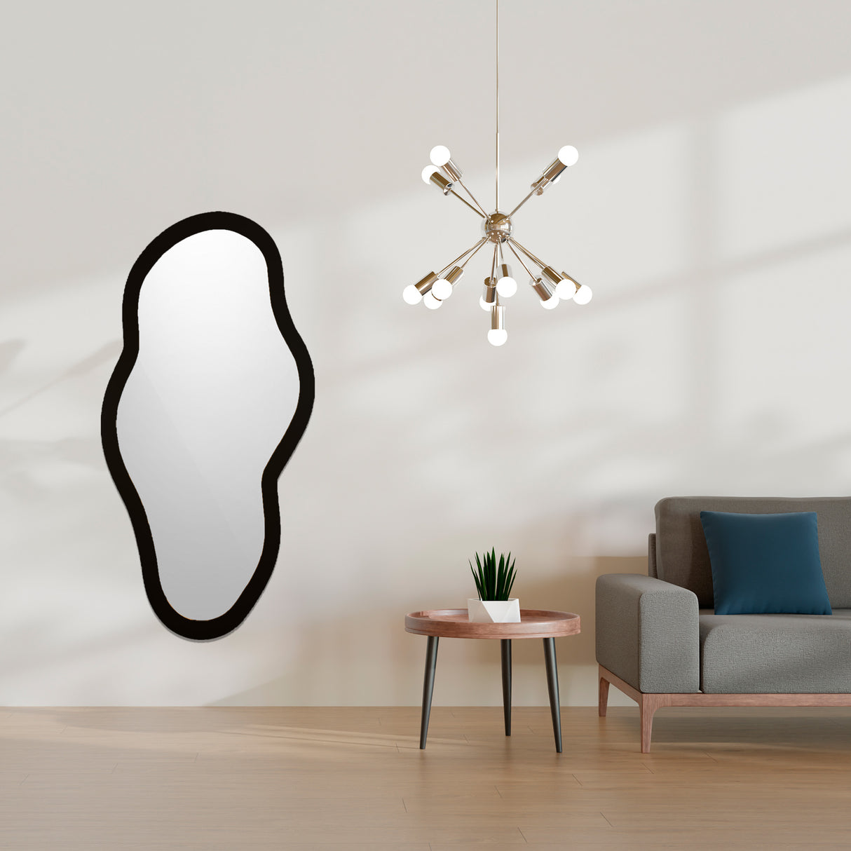 Espejo Monet Asimétrico Negro 60x120cm con Marco en Madera MDF - Espejos Decorativos | Bylmo