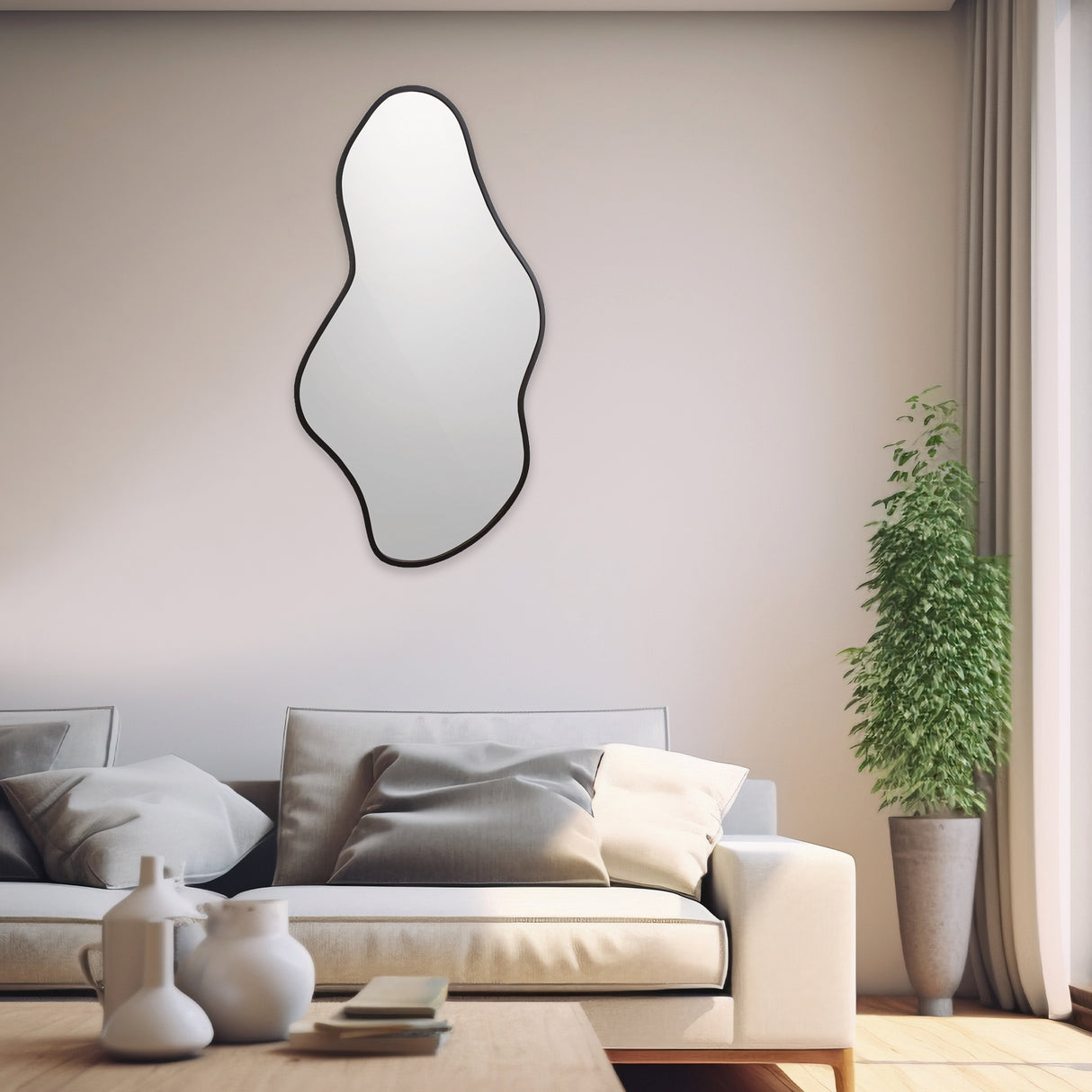 Espejo Dalí Asimétrico Negro 70x120cm con Marco en Madera MDF - Espejos Decorativos | Bylmo