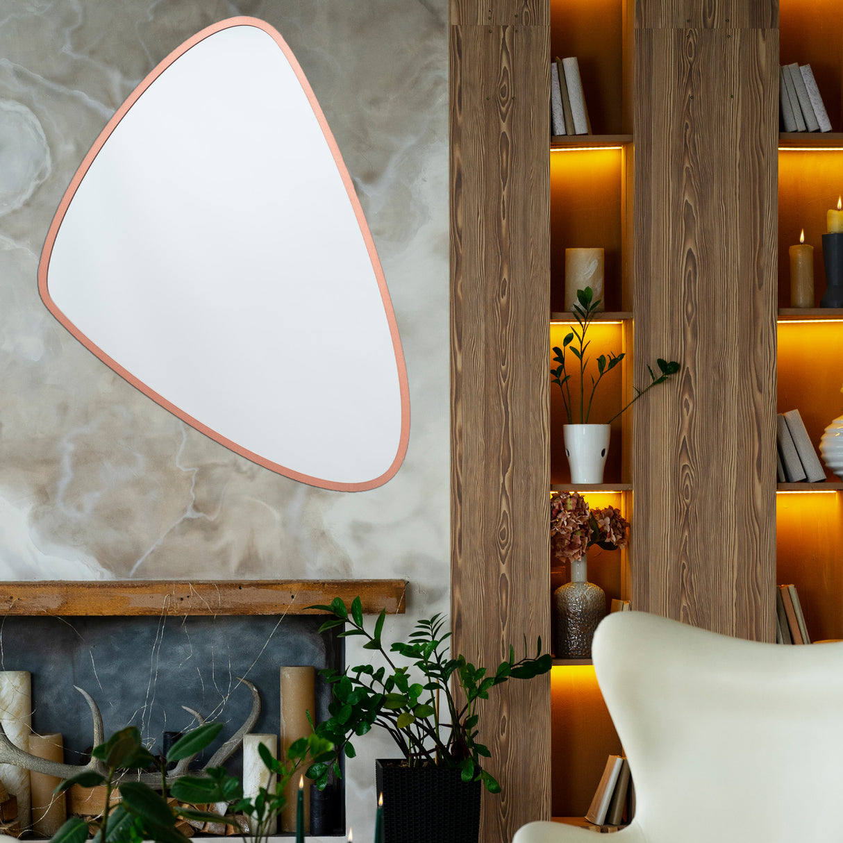 Espejo Visee Asimétrico Cobre 60x80cm con Marco en Madera - Espejos Decorativos | Bylmo