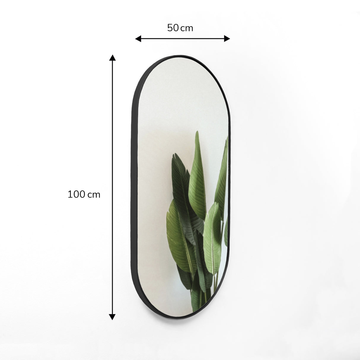 Espejo Visee Ovalado Negro 50x100cm con Marco Metálico - Espejos Decorativos | Bylmo