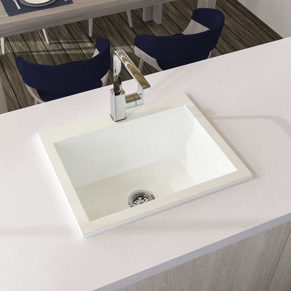 Lavaplatos Koa Sencillo Blanco Brillante 51x22cm Sobrepuesto - Lavaplatos | Bylmo