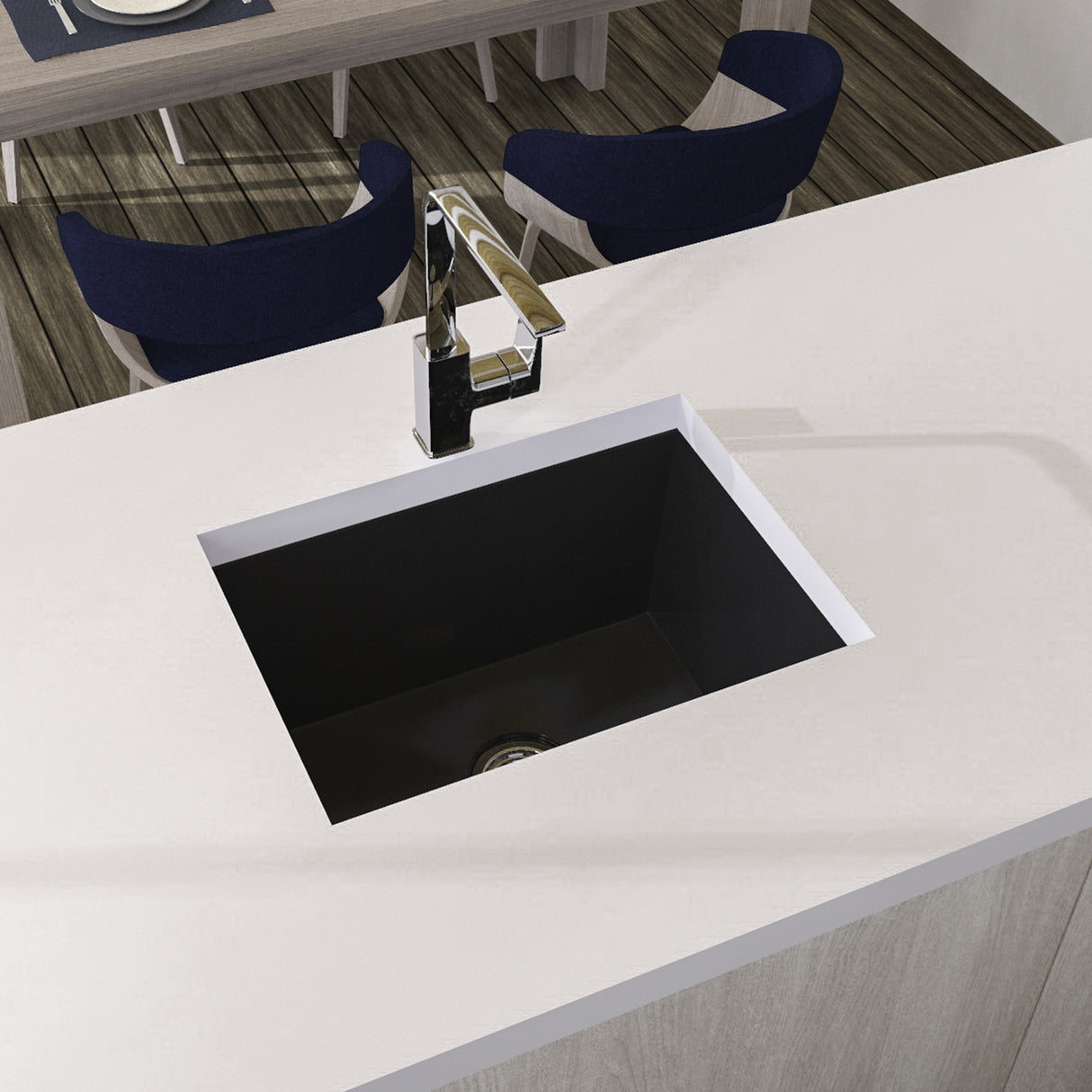 Lavaplatos Koa Sencillo Negro Brillante 51x22cm Sobrepuesto - Lavaplatos | Bylmo