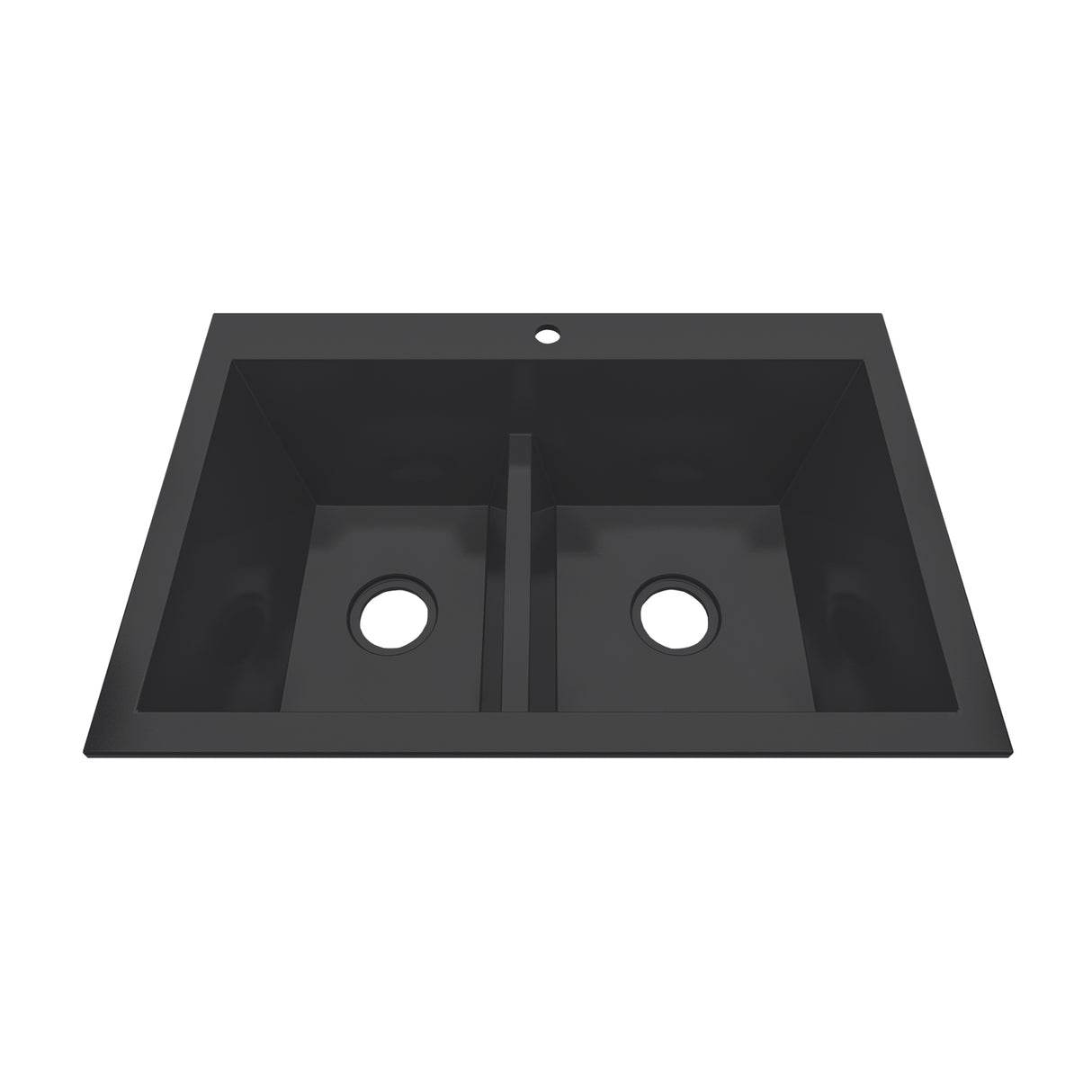 Lavaplatos Koa Doble Negro Brillante 56x25.6cm Sobrepuesto - Lavaplatos | Bylmo