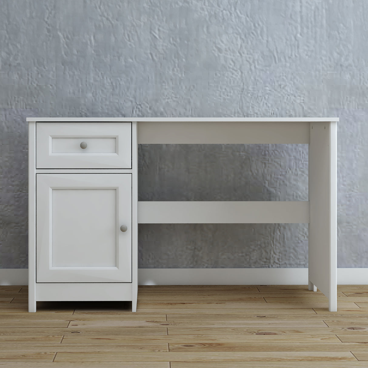 Escritorio Elva Blanco 132x3cm con Un Cajón - Escritorios | Bylmo