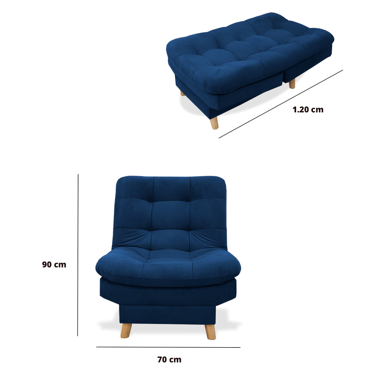 Poltrona Hofmann Azul Petróleo 70x90cm Reclinable - Sofas y Poltronas | Bylmo