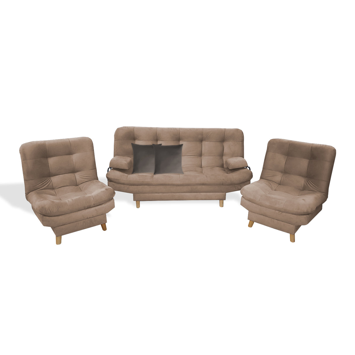 Sala Hauser Camel 185x90cm con Sofacama y Dos Sillas - Sofas y Poltronas | Bylmo