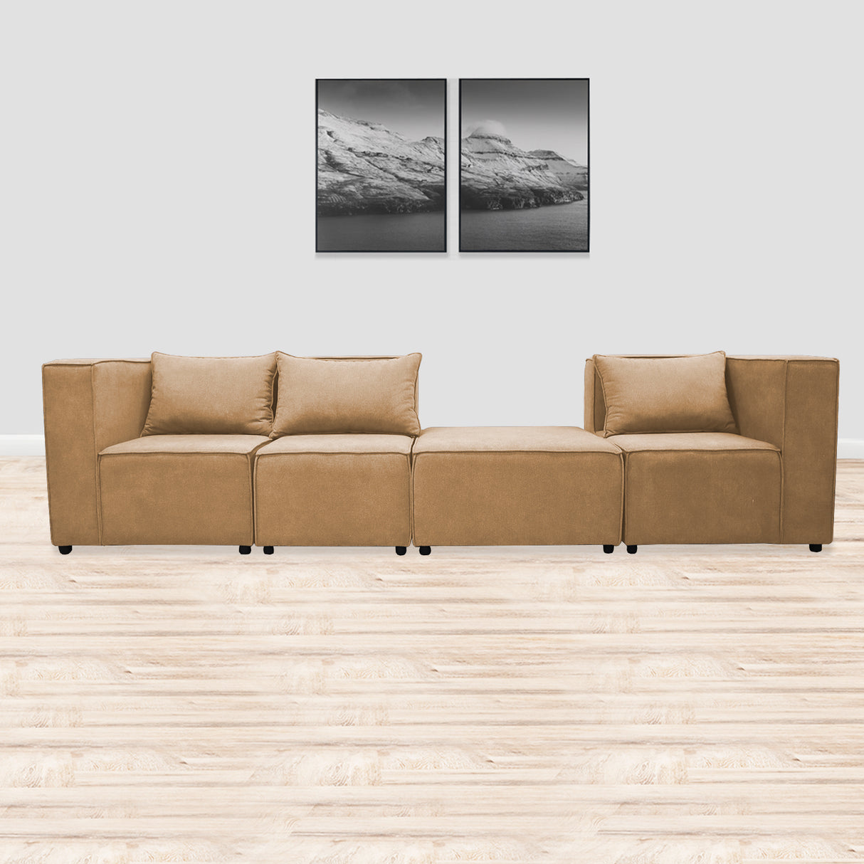 Sofá en L Hofer Camel 70x75cm Modular de Cuatro Puestos - Sofas y Poltronas | Bylmo