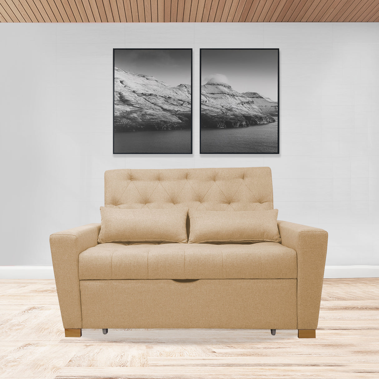 Sofacama Ackerman Camel 150x94cm de Dos Puestos - Sofas y Poltronas | Bylmo