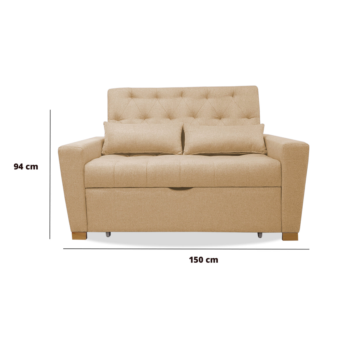Sofacama Ackerman Camel 150x94cm de Dos Puestos - Sofas y Poltronas | Bylmo