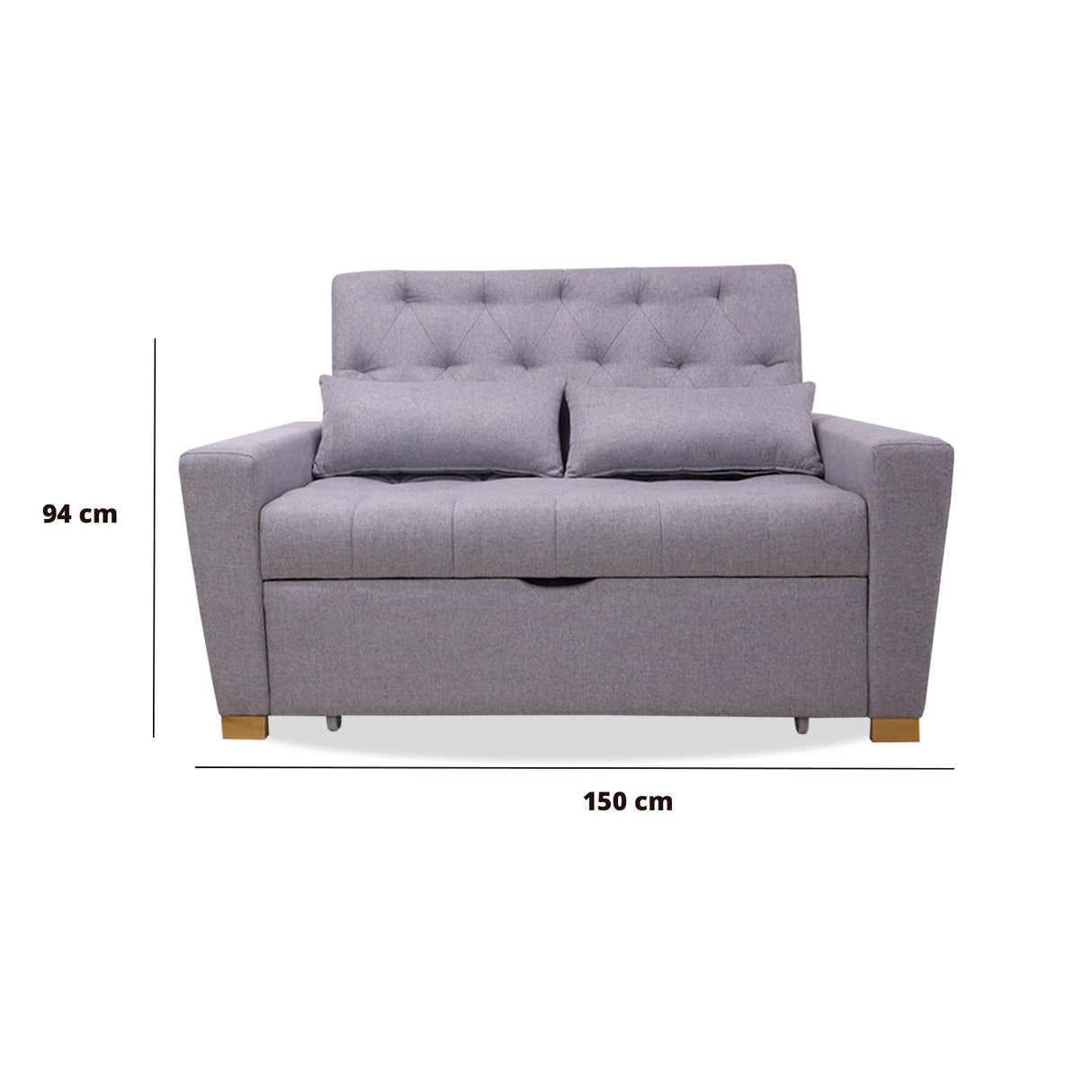 Sofacama Ackerman Gris 150x94cm de Dos Puestos - Sofas y Poltronas | Bylmo
