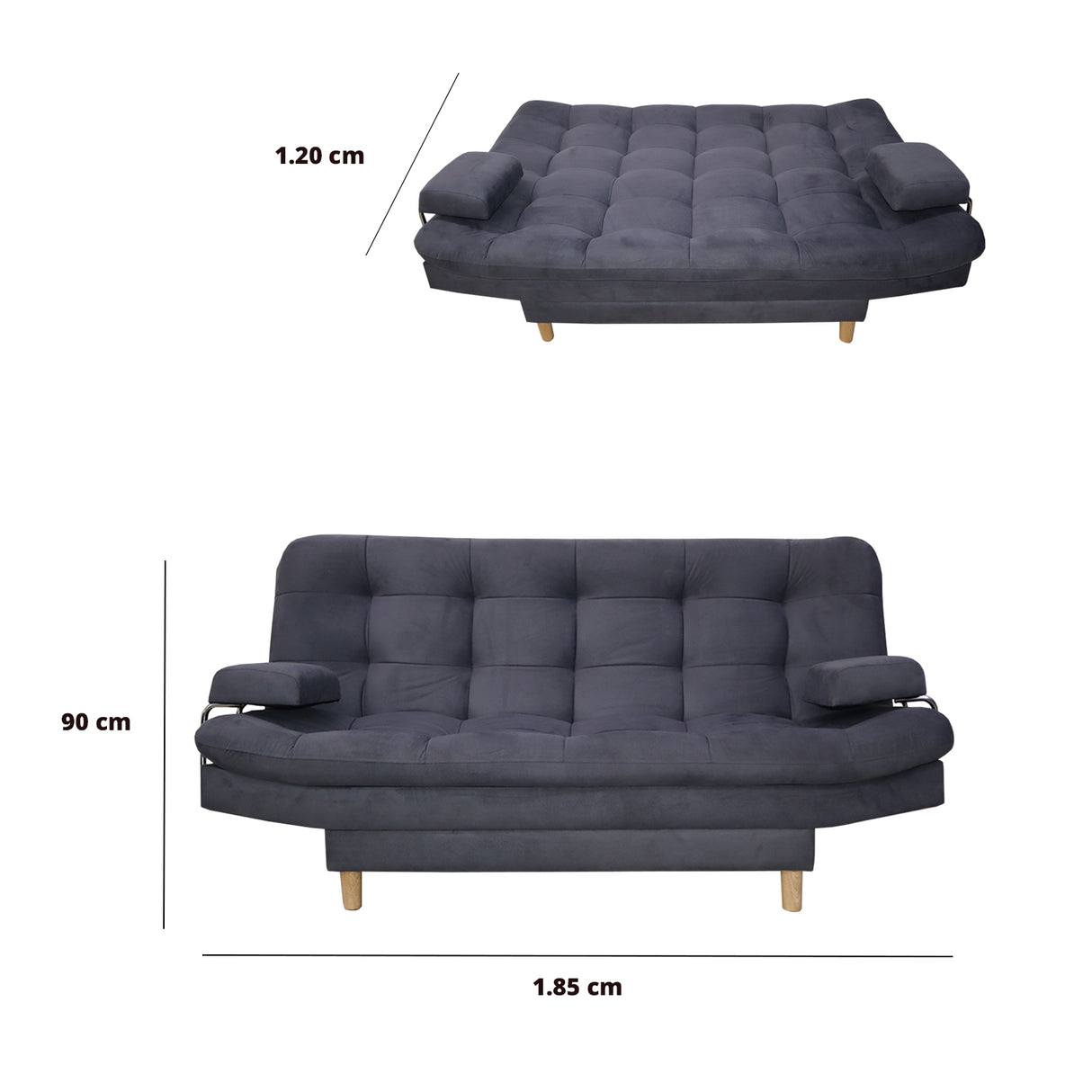 Sofacama Hauser Gris 185x90cm de Tres Puestos - Sofas y Poltronas | Bylmo