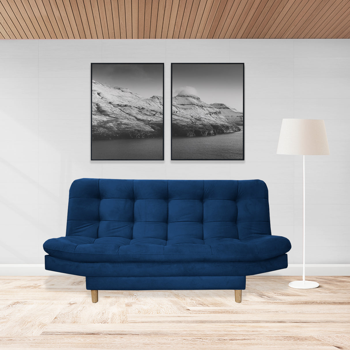 Sofacama Hofmann Azul Petróleo 185x90cm de Tres Puestos - Sofas y Poltronas | Bylmo