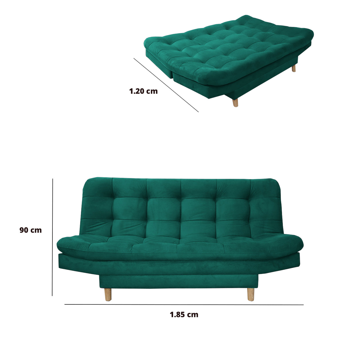 Sofacama Hofmann Verde 185x90cm de Tres Puestos - Sofas y Poltronas | Bylmo