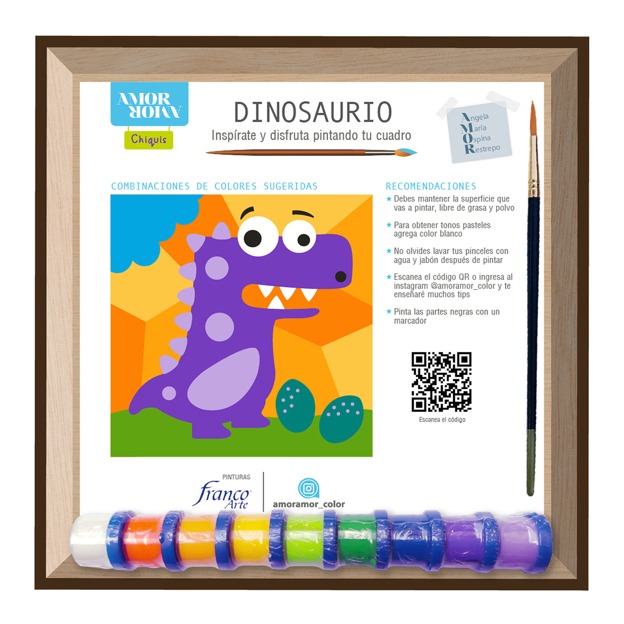 Kit Cuadro Para Pintar Natural 24x24cm De Dinosaurios - Cuadros | Bylmo