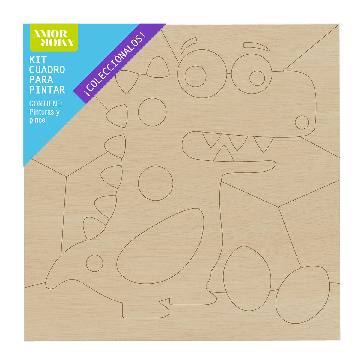 Kit Cuadro Para Pintar Natural 24x24cm De Dinosaurios - Cuadros | Bylmo